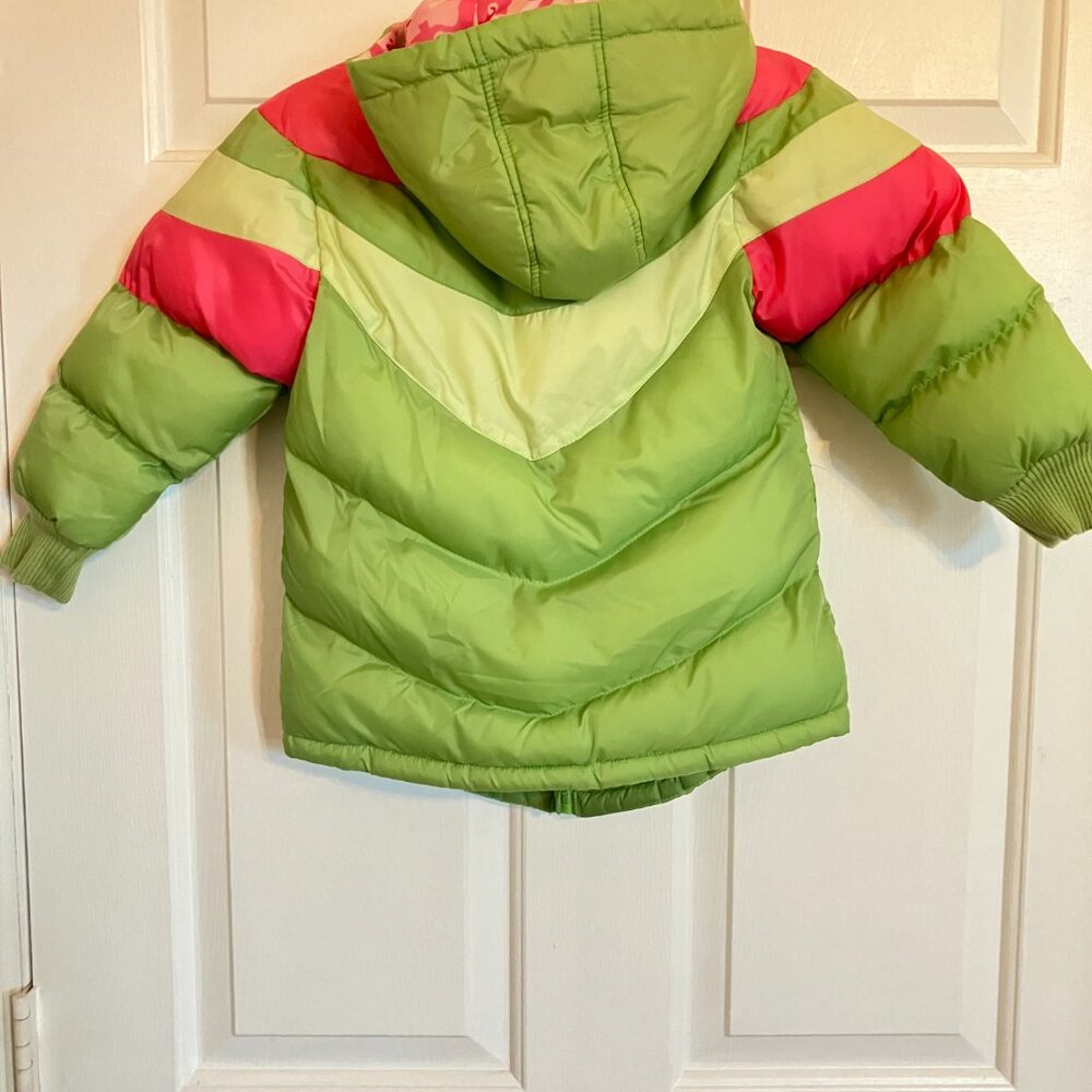 London Fog Girls sz. 5 Green and Pink Winter Coat - Picture 2 of 8